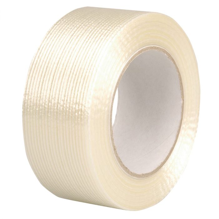 Cross weave reinforced packaging tape